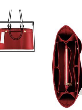 Purse Organizer Insert For Handbag, Silky with 2 Zippers For Speey Neverful Tote